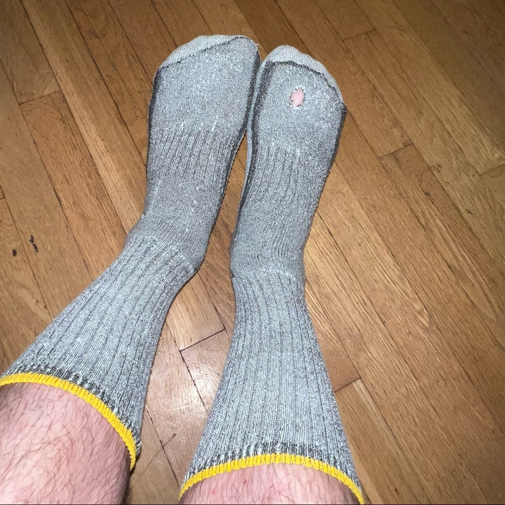 Distressed gray thermal socks